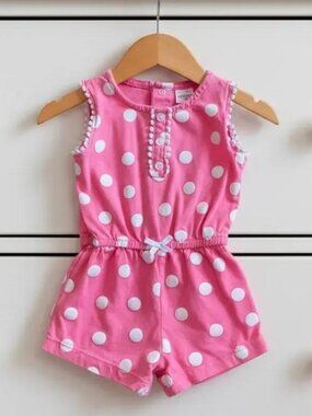 Carter's Pink Polka Dot Sleeveless Romper 6 Months